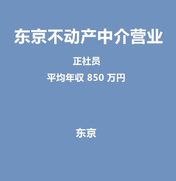 东京不动产中介营业（平均年収 850 万円/正社员）J471
